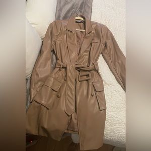 Faux leather belted dress. Can be worn as a Jacket. brand new never worn.